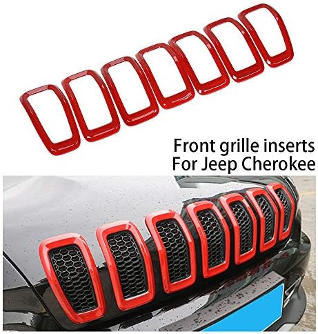 JeCar Ön ızgara Ekler ızgara kapağı Çerçeve Düzeltir 2014-2018 Jeep Cherokee için (kırmızı)