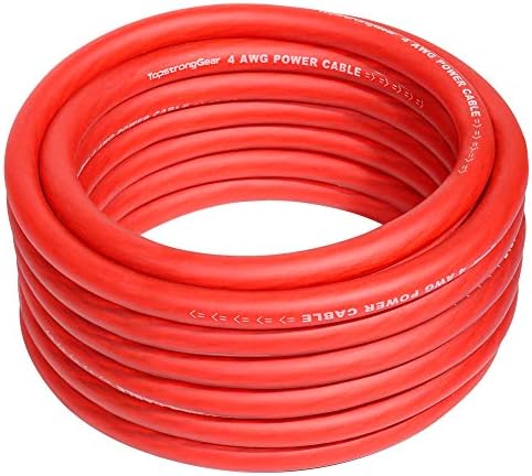 4 Gauge Kırmızı 25ft Güç / Topraklama Kablosu Gerçek 4 AWG Güç Kablosu-Gerçek Spec ve Yumuşak Dokunuşlu Kablo (Kırmızı)