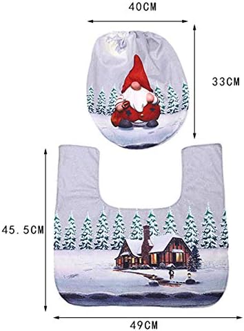 BYyushop Noel klozet kapağı ve Halı Seti,2 adet/takım Karikatür Banyo klozet kapağı Ped Halı Noel Dekorasyon için Sıcak Tuvalet
