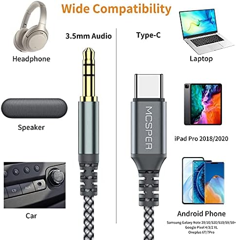 USB C 3.5 mm Ses Kablosu, 3.3 FT USB Tip C Aux Erkek Adaptör Dongle kablo Kordonu Araba Kulaklık Jakı ile Uyumlu Samsung Galaxy