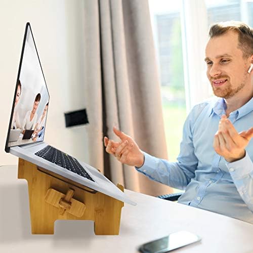 MEOOEM Bambu Laptop Standı, Masa için Ayrılabilir Dizüstü Tutucu, Katlanabilir Dizüstü Yükseltici MacBook ile Uyumlu, Dell, Lenovo,