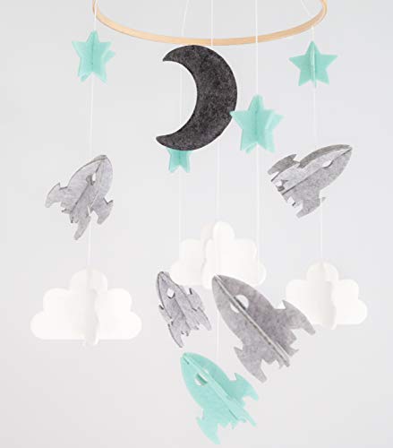 Bebek Beşik Cep için Erkek ve Kız-Mavi Bebek Duş Hediye Seti Kreş Dekor Yıldızlı Gece Ay Yıldız Bulut Roket Uzay Unisex