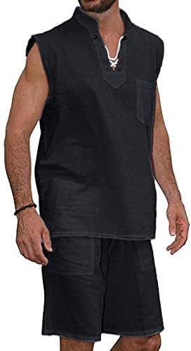 Stoota erkek Moda Kısa Kollu Plaj Gömlek ve Şort Takım Elbise, Casaul Hippi Düzenli Fit Düz Renk Basit T-Shirt Pantolon
