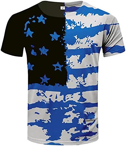 4th Temmuz Erkekler Bağımsızlık Günü 3D Amerikan Bayrağı Baskı Yurtsever Kısa Kollu Tee Gömlek ıçin Tops Rahat Fit