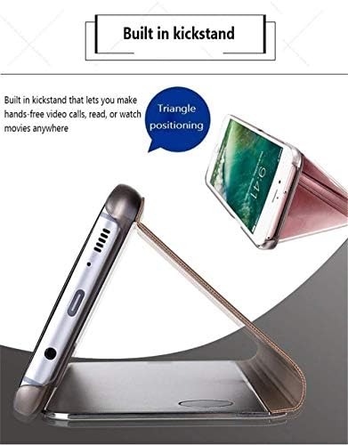 LEMAXELERS ıle Uyumlu iPhone 13 Pro Max Durumda Ince Ayna Tasarım Clear View Flip Bookstyle Ultra Ince Protecter Kabuk ıle Kickstand