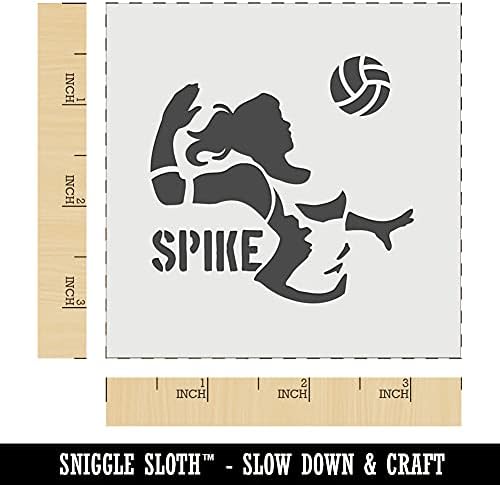 Voleybol Kadın Spike Spor Hareket Duvar Çerez DIY Craft Kullanımlık Stencil-3.5 İnç
