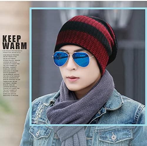 Huuflyty Kış Bere Şapka Mens Kadınlar için, Sıcak Rahat Örme Kaflı Kafatası Kap Embroiderey Şapka