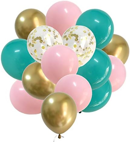 Lateks Balonlar Teal Pembe Altın - Pastel Renk balonlar Gelin Bebek Duş Kız Doğum Günü Partisi Süslemeleri için 12 İnç 50 packs