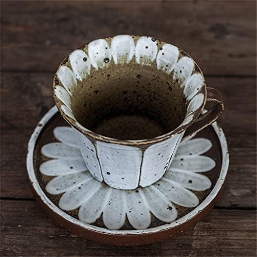 HLMSKD Petal Çömlekçilik Kil kahve fincanı ve tabağı Japon Tarzı kahve Fincanı Çelenk Fincan Cappuccino Latte Fincan Ev Su Bardağı