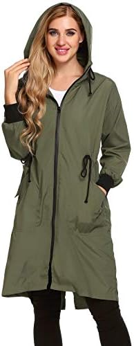ELESOL Uzun Yağmur Ceket Kadın Hafif yağmurluk Kapşonlu Aktif Açık Ceketler Fermuar Su Geçirmez Rüzgarlık S-XXXL