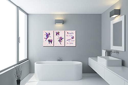 Diş Perisi Suluboya Diş Kliniği Duvar Sanatı Çocuk Banyo Dekor Boyama Tuval Baskılar Çerçeveli Galeri Sarılmış 12 x 16 x 3 Adet