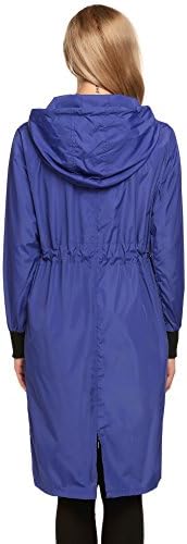 ELESOL Uzun Yağmur Ceket Kadın Hafif yağmurluk Kapşonlu Aktif Açık Ceketler Fermuar Su Geçirmez Rüzgarlık S-XXXL