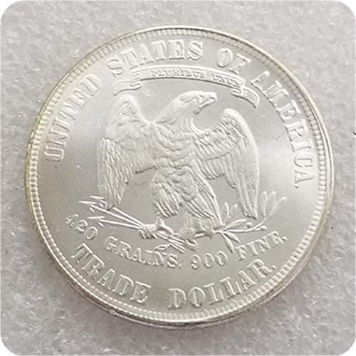 MEETCUER Kopya 1874-P Ticaret Dolar UNC Gümüş Kaplama Pirinç ABD Paraları-Morgan Antika Paralar Amerika Gümüş Dolar hatıra parası