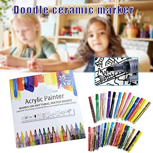 Akrilik boya kalemleri Su Bazlı 35 Canlı Renkler boya kalemi Cam Taş Kauçuk Seramik Ahşap Kaya Seramik Sanatçı Öğrencileri Çocuklar