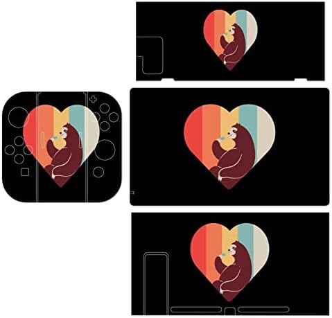 Retro Kalp Tembellik Anahtarı Sticker Pretty Desen Tam Wrap Cilt Koruma için Nintendo Anahtarı için Anahtarı