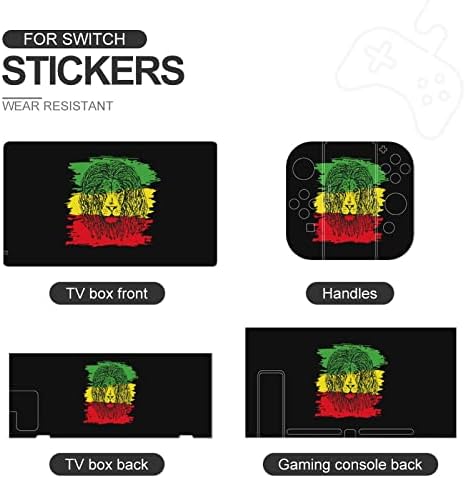 Reggae-Rastafarian Bayrağı Aslan Anahtarı Sticker Pretty Desen Tam Wrap Cilt Koruma için Nintendo Anahtarı için Anahtarı