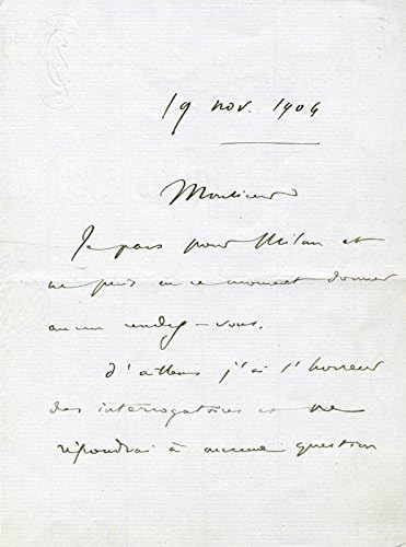 Camille Saint-saens-İmza Mektubu İmzalandı 11/19/1909