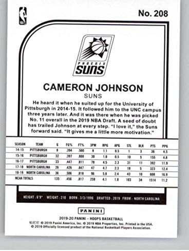 2019-20 NBA Çemberler Basketbol 208 Cameron Johnson Phoenix Suns RC Çaylak Kartı Resmi Panini Ticaret Kartı