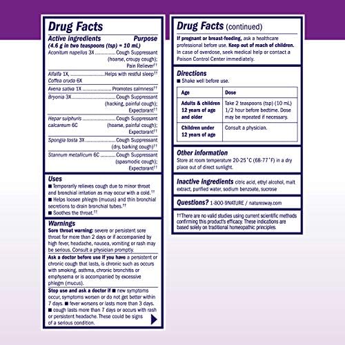 B & T Gece Öksürük ve Bronş Şurubu Narkotik Olmayan Homeopatik 4 oz. (Nature's Way Markaları)