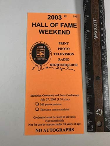 Warren Spahn 2003 Hall of Fame İndüksiyonu, B&E Hologram - MLB Kesim İmzaları ile Basın Kartı İmzaladı