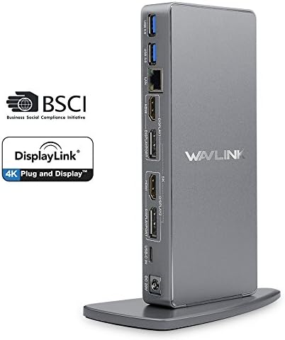 WAVLİNK USB C Evrensel Dizüstü Bilgisayar Yerleştirme İstasyonu, Çift 4K@60Hz Ekran ve Dizüstü Bilgisayarlar ve PC'ler için 5K