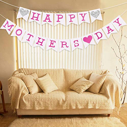 Soochat Mutlu anneler Günü Banner Pembe Glitter Çelenk En Iyi Anne Hiç Süslemeleri anneler Doğum Günü Partisi Fotoğraf Backdrop