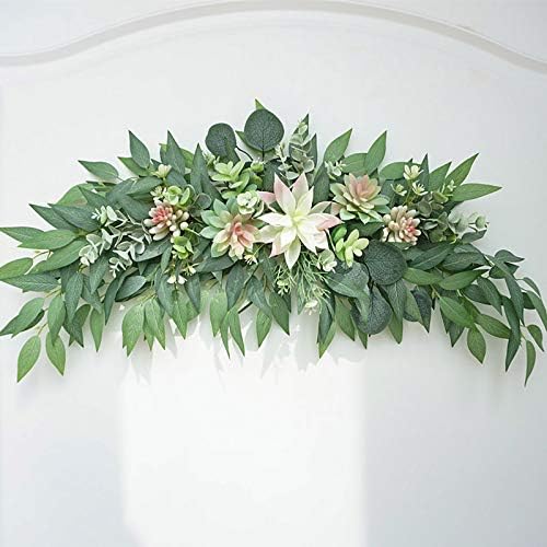 WDDH Yeşillik Swag, 29.5 inç Yapay Succulents Swag, dekoratif Swag Succulents ve Okaliptüs Yaprakları ile, düğün Kemer Çiçek