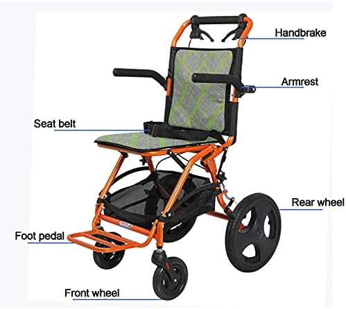 CNMJI Hafif Seyahat Tekerlekli Sandalye, Katlanır, Manuel Kendinden Tahrikli Alüminyum Tekerlekli Sandalye, Taşınabilir Tekerlekli