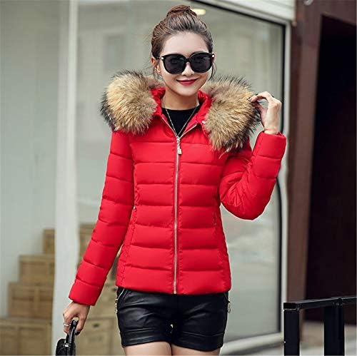 Andongnywell kadın Kapşonlu Kış Ceket Yastıklı Qui-Dikişli Puffer Ceket Dar Sıcak Yıpratır (Kırmızı, Orta)