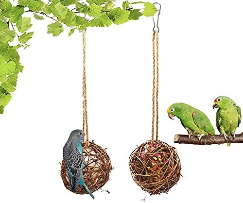 XH 2 Paket Kuş çiğnemek Oyuncaklar Aşk Kuşlar Topu Açık Kapalı Doğal Pamuk Elyaf Papağan Salıncak Kuş Kırıcı Oyuncak Toplayıcılık