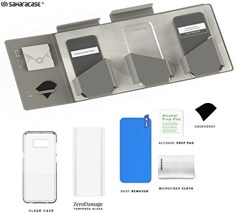 Galaxy S8 Artı Kılıf SaharaCase Koruyucu Kiti Paketi ile (Kavisli Temperli Cam Ekran Koruyucu) [Sert PC Geri] Slim Fit Kaymaz