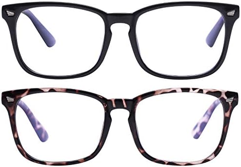 Okuma gözlüğü mavi ışık Engelleme için kadın erkek-Kare Nerd Gözlük Anti mavi Ray mavi ışık Engelleme okuma gözlüğü (leopar /