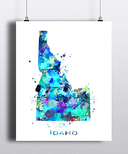 Idaho Harita Resim Baskısı, Poster, Çerçevesiz