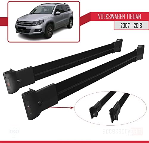 accessorypart Çapraz Bar Volkswagen Tiguan 2007-2018 ıçin Çatı Rafları Araba Üst Bagaj Taşıyıcı Rayları Siyah