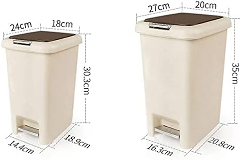 Çöp Tenekesi Plastik Pedal Tipi Çöp tenekesi, 6.5 L/10L/15L/20L Kapaklı Çöp tenekesi, Daireler, Oteller veya Pansiyonlar için
