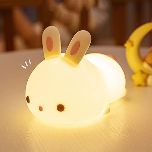 Karikatür tavşan silikon gece lambası Çocuk bebek oyuncak hediye Başucu Lambası renkli dokunmatik sensör Pat ışık yatak odası