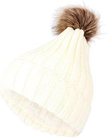 WİTHMOONS Polar Nervürlü Örgü Pom Beanie Kış Şapka Hımbıl Kap CZP0011