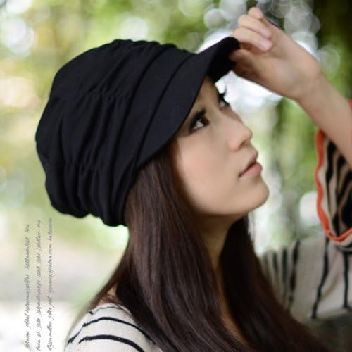 LOCOMO Kadın Kız Moda Tasarım Örtü Katmanlar Beanie Kaburga Şapka Ağız Vizör Kapağı FFH010BLK Siyah