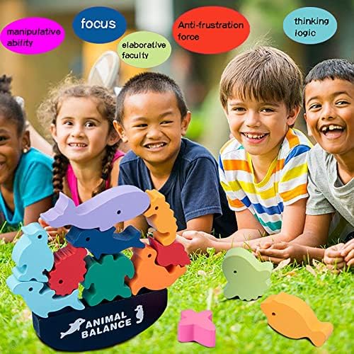 RUIYELE Ahşap Yapı Taşları Renkli Istifleme Oyuncaklar Montessori Oyuncaklar Erken Öğrenme Eğitici Oyuncaklar Gelişim Oyuncak