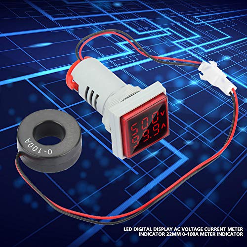 Gerilim Akım Ölçer, LED Ekran Voltmetre, AC Devre Gerilimi için Zarif Devre Akımı (kırmızı)