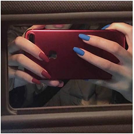 KXJSMAH Nail-İpuçları 24 Adet Moda Mavi ve Kırmızı Atlama Renk Uzun Mat Yanlış Nails Gelin ve Güzel Kızlar için Sahte Nail İpuçları