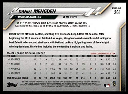 2020 Topps Altın Yıldız Beyzbol 261 Daniel Mengden Oakland Atletizm Bireysel Resmi MLB Paralel Ticaret Kartı Yeşil WM Sınırlı