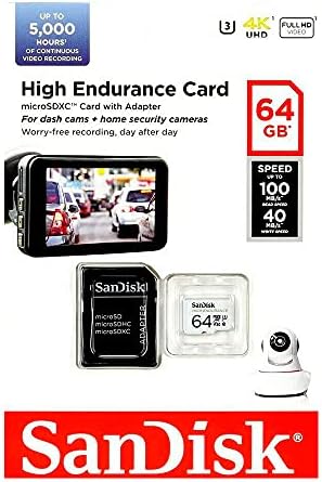 SanDisk 64 GB Yüksek Dayanıklılık UHS-I microSDXC Hafıza Kartı ile SD Adaptörü, 100 MB/s Okuma, 60 MB/s Yazma