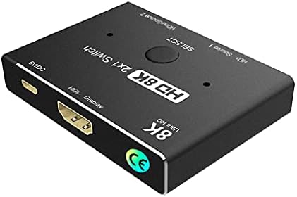 YLHXYPP Switcher HDMI 2.1 uyumlu 2 in 1 Out Ultra Hızlı 48 Gbps Anahtarı Adaptörü HDTV Projektör için Anahtar Düğmesi ile (Renk: