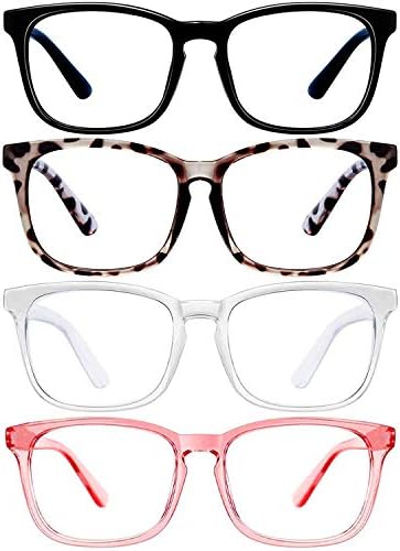 Mavi ışık Engelleme Gözlükleri Kadın Erkek, Şeffaf Len ile 4 Paket Anti Göz Yorgunluğu Bilgisayar Gözlükleri …