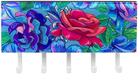 Anahtar Tutucu için Duvar Dekoratif 5 Anahtar Kanca ile, mavi ve Kırmızı Çiçek Sahipleri Duvar Montaj Organizatör ile Posta Anahtar