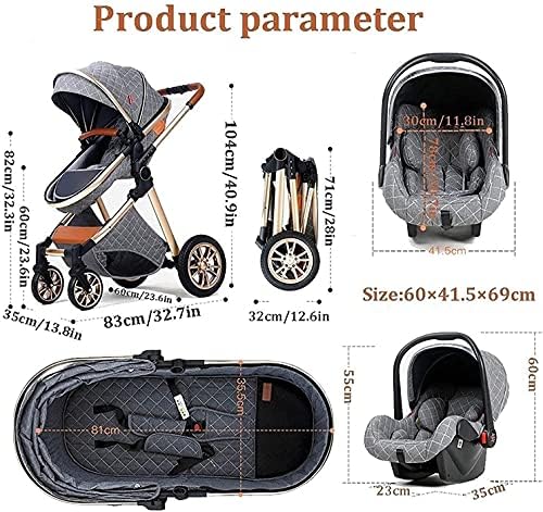 AİMCAE Bebek Arabası Yenidoğan mı ?Arabası 3 in 1 Katlanabilir Bebek Arabası Seyahat Sistemi ile Araba Koltuğu Katlanabilir Arabası