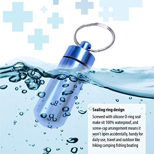 5 Paket-Alüminyum Anahtarlık İlaç Hap Kutusu. Su geçirmez Taşınabilir Mini Seyahat Hap Kutuları Tıp Vitamini Tutucu kılıf. Şişe