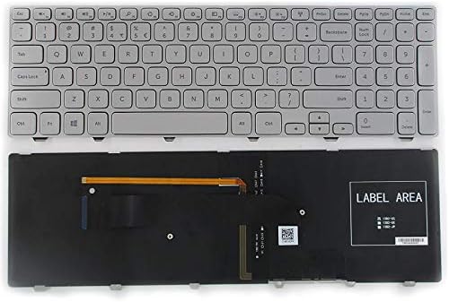 SUNMALL Yeni Laptop Klavye ile Çerçeve ve Arkadan Aydınlatmalı ile Uyumlu Dell Inspiron 15-7000 15-7537 Serisi Gümüş ABD Düzeni