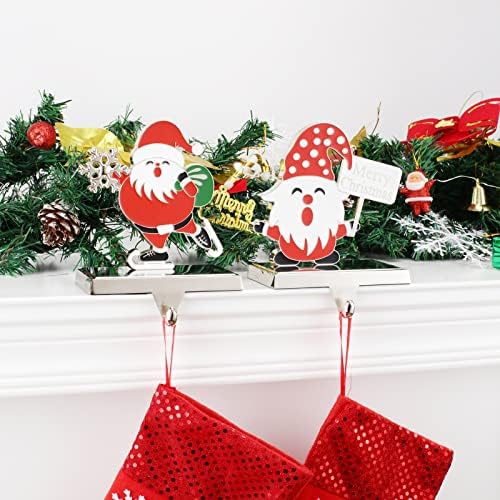 Mantel için Santa Çorap Tutucular Şömine için 2 - Metal Noel Çorap Tutucu Seti Noel Çorap Askıları Şömine Rafı için Manto Çorap